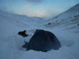 Our tent is about to survive the storm that lasted 36 hours! Cardakbeli Pass, 6660 ft