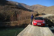 A narrow concrete bridge upon Goksu river