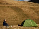 Our camp amid a windswept grassland reminding us of Rohan.