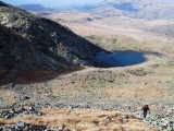 Scaling the heights, Lake Aygir in the background.
