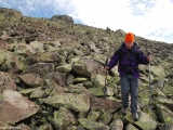 Descending the southwest face. The rocks were really wobbly requiring utter care.