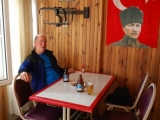 Drinks with my uncle Ayhan at Cambasi. An instant toast upon return.