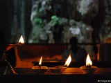 It\'s common practise to light up clay oil lamps at Hindu temples in the name of illumination, hope and prosperity.
