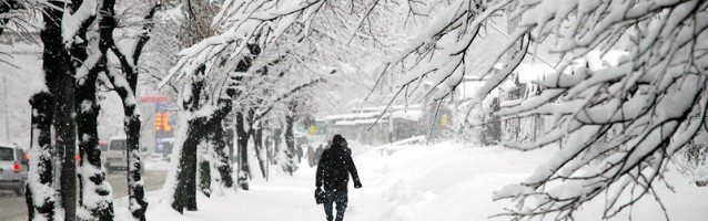 Making their way to office under heavy snowfall is a daily morning routine for Kievians.